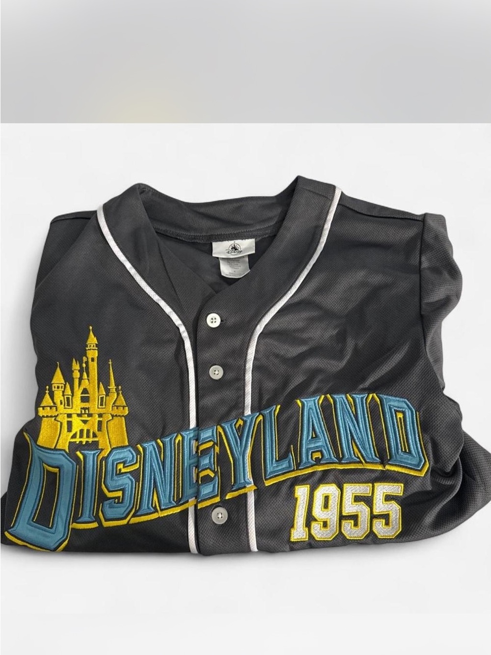 Disney Gray Baseball Jersey with Yellow & Blue Logo